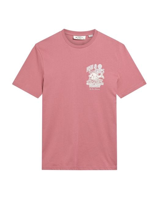 Ben Sherman Multicolor Short Sleeve Fish And Chips Tshirt In Raspberry for men