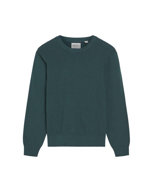 Ben Sherman Blue Textured Front Crew In for men