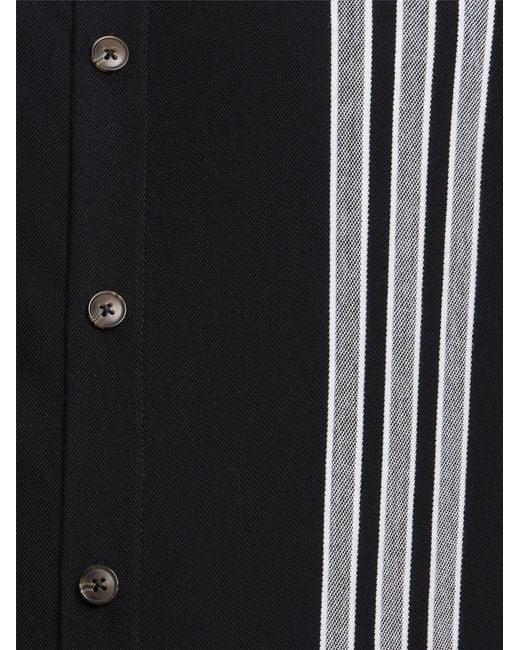 Ben Sherman Short Sleeve Birdseye Stripe Button Through Polo In Black for men