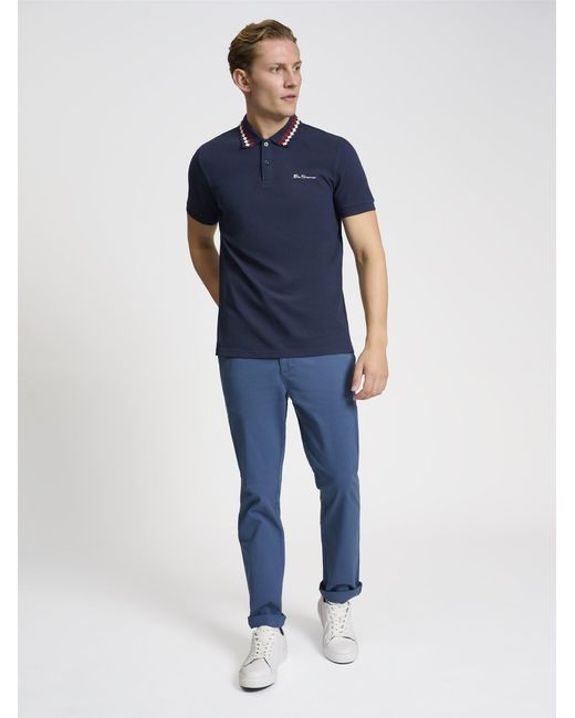 Ben Sherman Blue Collar Interset Polo In Dark Navy for men