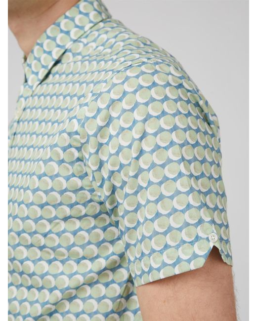 Ben Sherman Green Watercolour Spot Print Shirt for men