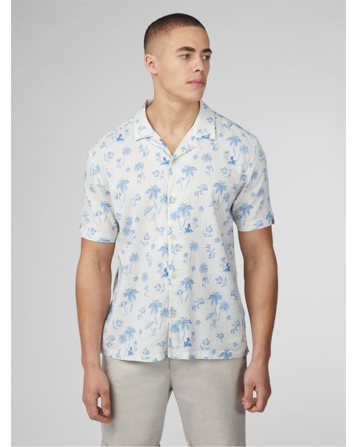 Ben Sherman White Resort Print Shirt for men