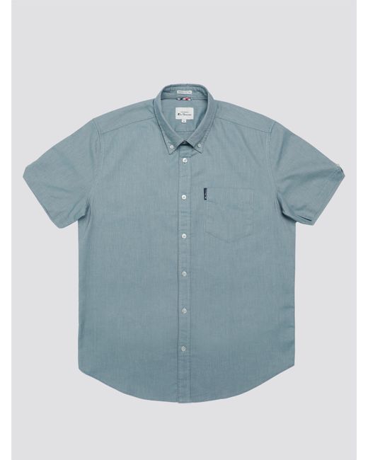 Ben Sherman Blue Organic Oxford Short Sleeve Shirt for men