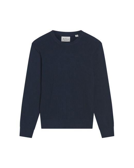Ben Sherman Blue Textured Front Crew In for men