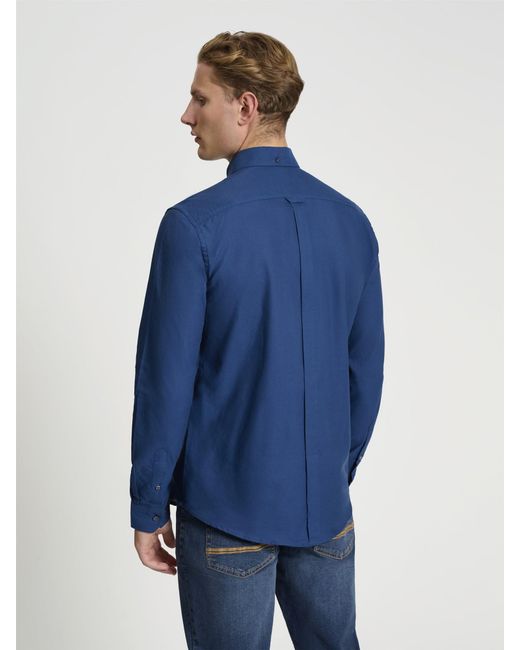 Ben Sherman Long Sleeve Oxford Shirt In Royal Blue for men