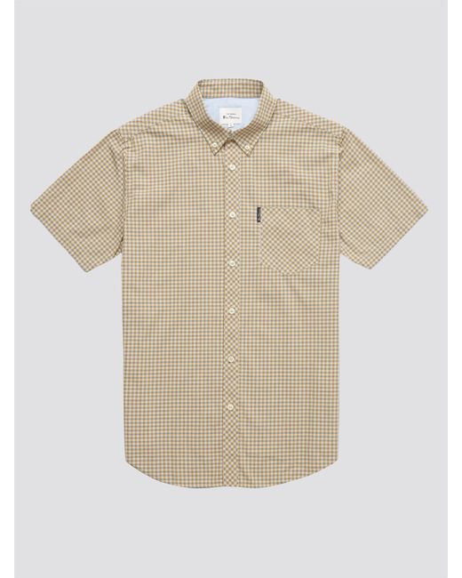 Ben Sherman Green Signature Short Sleeve Gingham Shirt for men