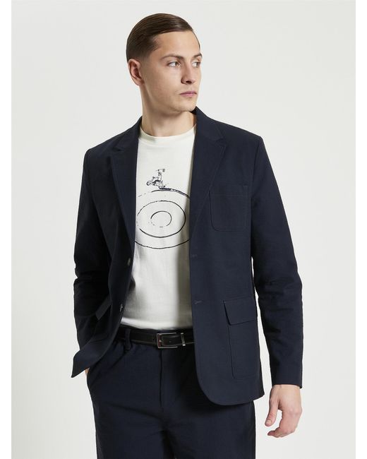Ben Sherman Blue Seersucker Blazer In Midnight for men