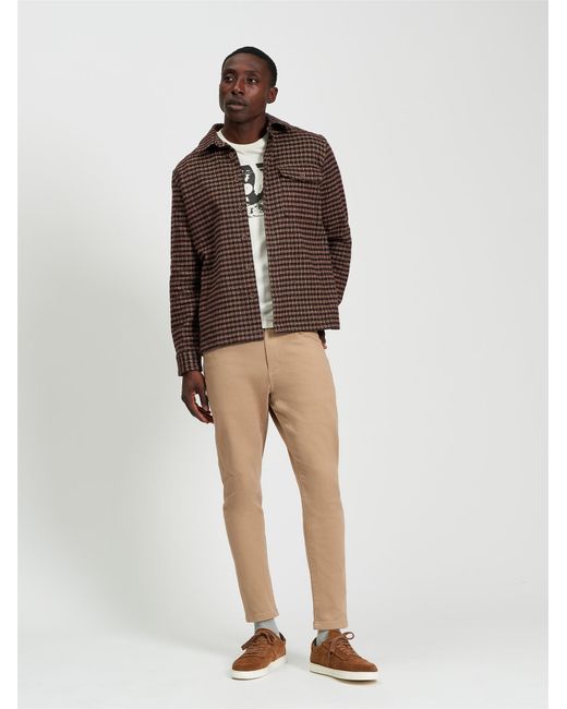 Ben Sherman Multicolor Puppytooth Overshirt In Bark for men