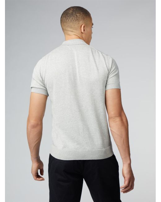 Ben Sherman Gray Signature Knitted Polo Shirt for men