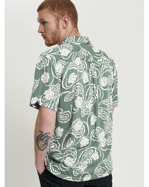 Ben Sherman White Short Sleeve Paisley Swirl Shirt In Pale Khaki for men
