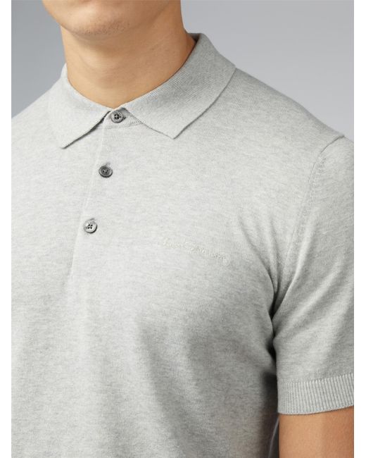 Ben Sherman Gray Signature Knitted Polo Shirt for men
