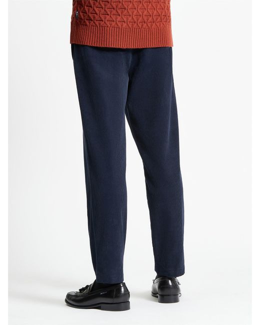 Ben Sherman Red Corduroy Taper Fit Trousers In Dark Navy for men