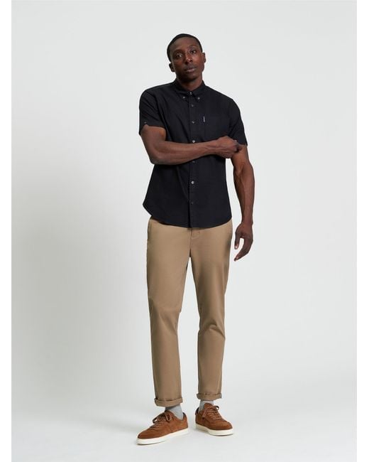Ben Sherman Black Short Sleeve Signature Oxford Shirt In for men