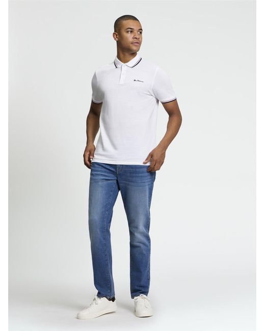 Ben Sherman White Short Sleeve Signature Pique Polo In for men
