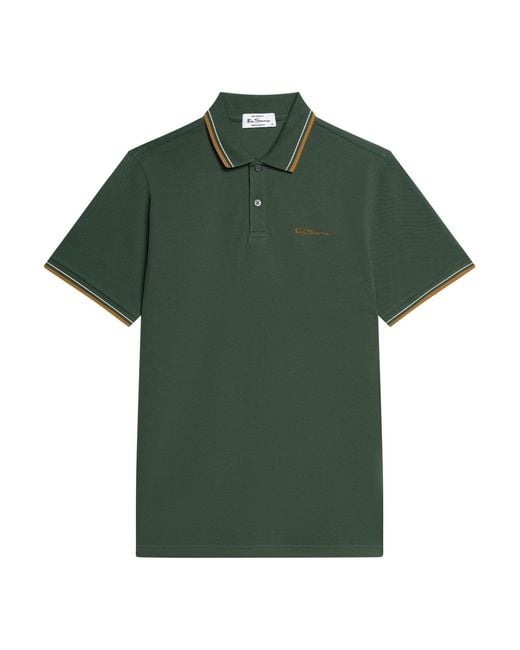 Ben Sherman Short Sleeve Signature Pique Polo In Bottle Green for men
