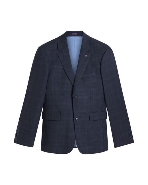 Ben Sherman Blue Tonal Check Jacket In Navy for men