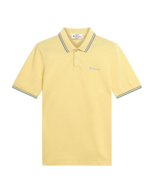 Ben Sherman Yellow Short Sleeve Signature Pique Polo In Butterscotch for men