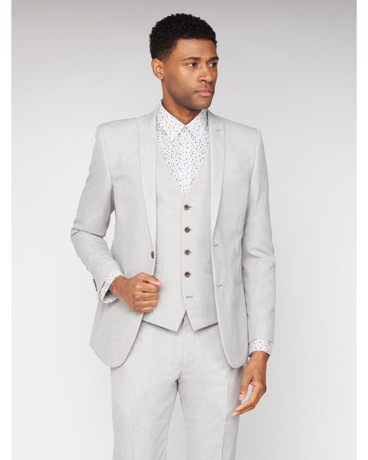 Ben Sherman Cool Grey Texture Slim Fit Suit Jacket in Grey for Men | Lyst UK
