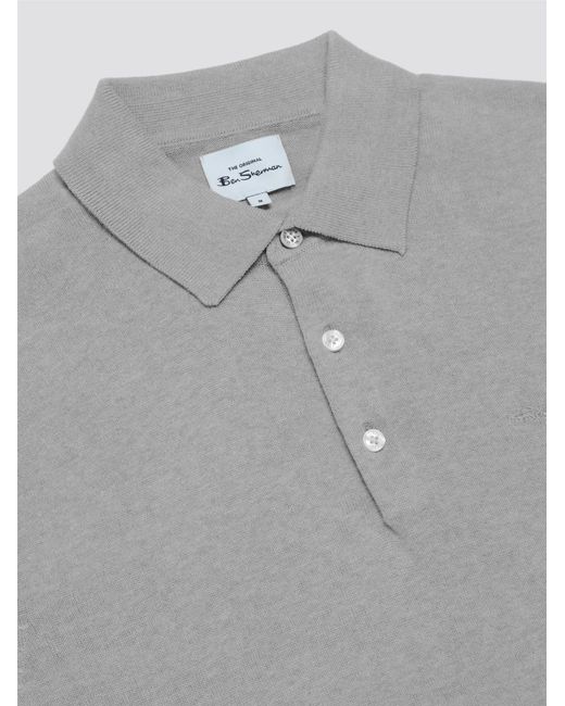 Ben Sherman Gray Signature Knitted Polo Shirt for men