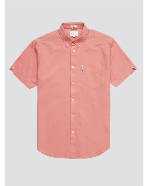 Ben Sherman Red Organic Oxford Short Sleeve Shirt for men