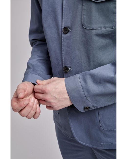 Ben Sherman Summer Twill Chore Jacket In Dusky Blue for men