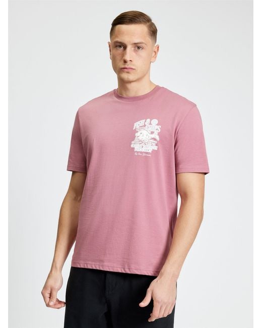 Ben Sherman Multicolor Short Sleeve Fish And Chips Tshirt In Raspberry for men