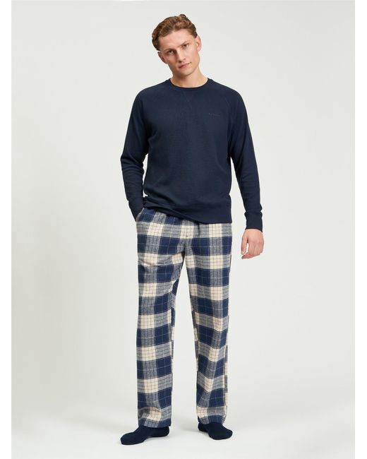 Ben Sherman Blue Brushed Oversized Tartan Trouser In Mid Grey for men