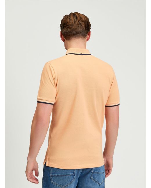Ben Sherman Blue Short Sleeve Signature Pique Polo In Coral for men