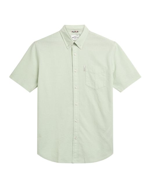 Ben Sherman White Short Sleeve Signature Oxford Shirt In Pistachio for men