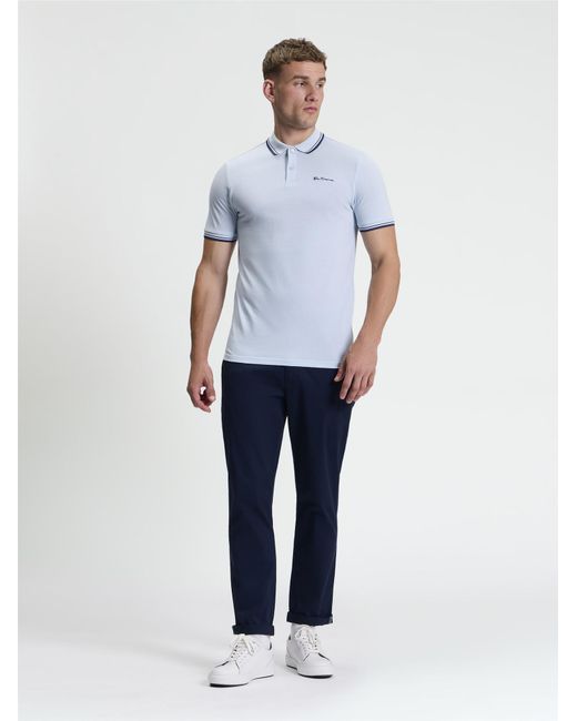 Ben Sherman Short Sleeve Signature Pique Polo In Blue Shadow for men