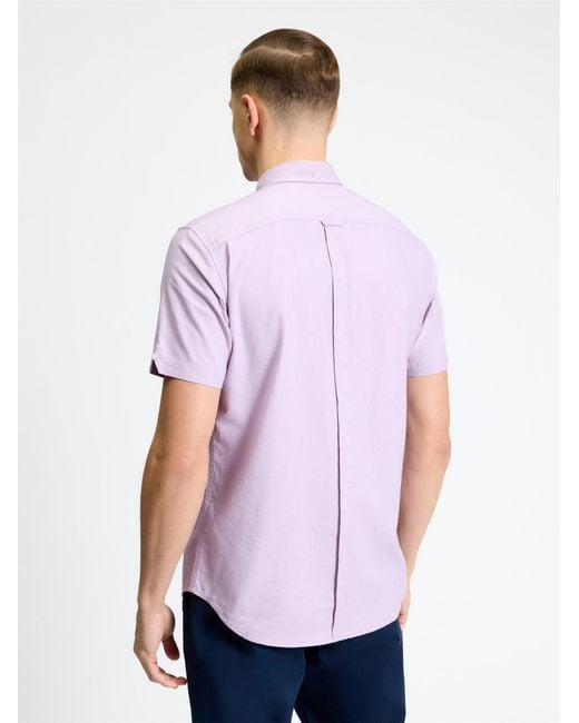 Ben Sherman Short Sleeve Signature Oxford Shirt In Purple for men