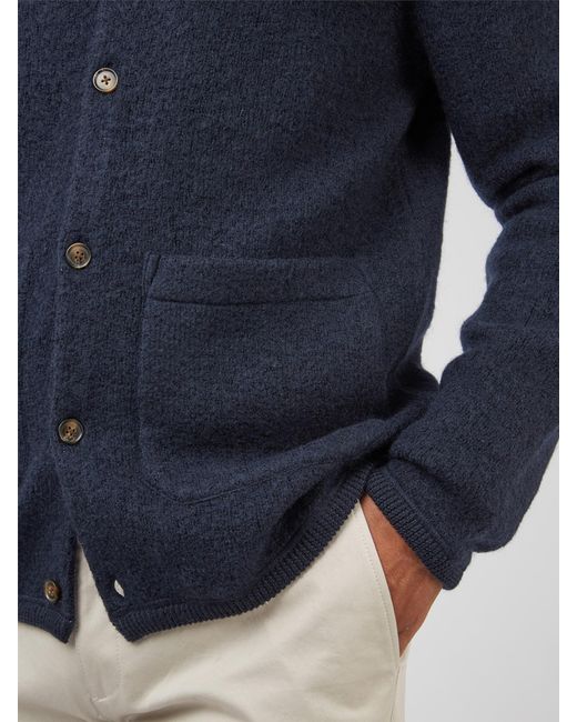 Ben Sherman Blue Boiled Wool Cardigan for men