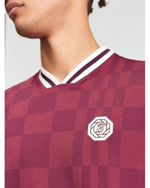 Ben Sherman Red Short Sleeve Glitch Tshirt In Aubergine for men