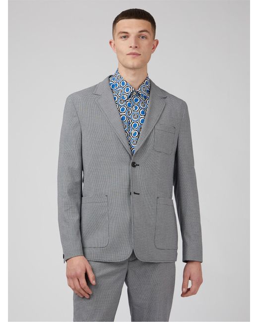 Ben Sherman Gray Black Check Suit for men