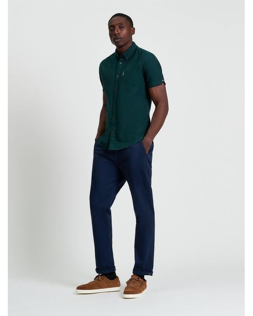 Ben Sherman Blue Short Sleeve Signature Oxford Shirt In for men