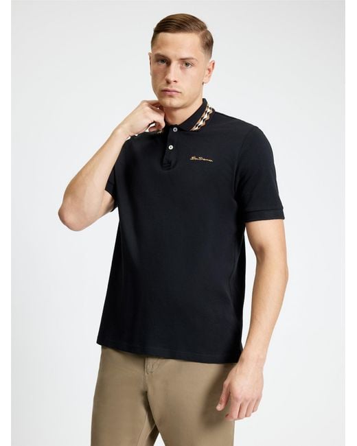 Ben Sherman Blue Collar Interest Polo In Black for men