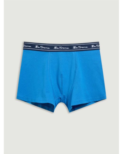 Ben Sherman 5 Pack Stripe Logo Trunks Assorted In Blue for men
