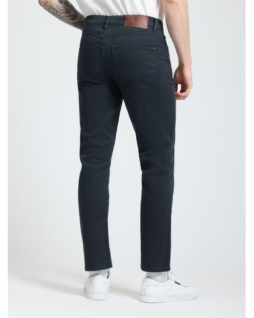 Ben Sherman Blue 5 Pocket Bedford Trousers In Charcoal for men