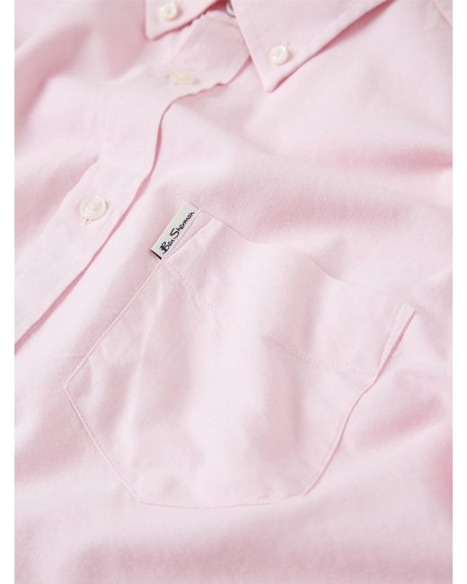 Ben Sherman Pink Organic Oxford Long Sleeve Shirt for men