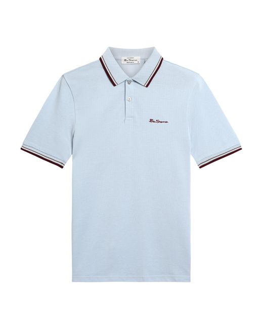 Ben Sherman Short Sleeve Signature Pique Polo In Powder Blue for men