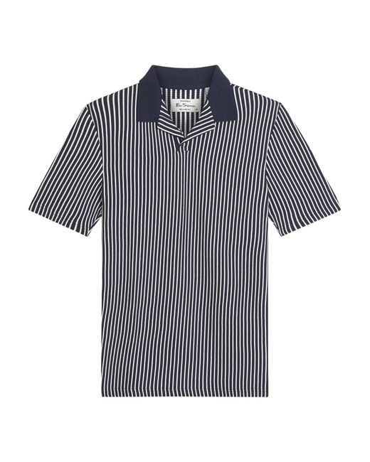 Ben Sherman Blue Short Sleeve Vertical Stripe Polo In Dark Navy for men