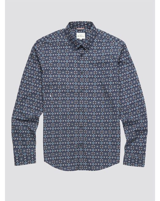 Ben Sherman Blue Foulard Print Shirt for men