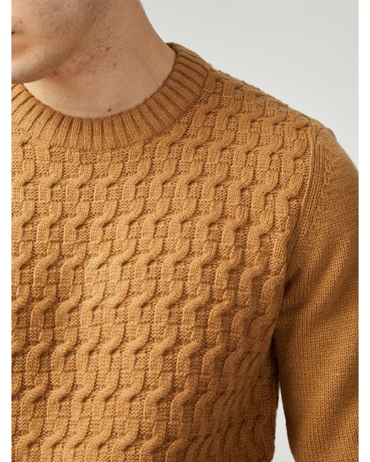 Ben Sherman Brown Cable Textured Crew for men