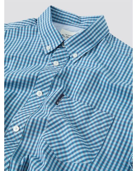 Ben Sherman Blue Signature Short Sleeve Gingham Shirt for men
