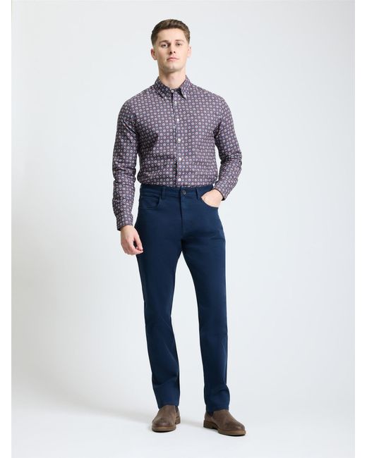 Ben Sherman Blue 5 Pocket Bedford Trousers In for men