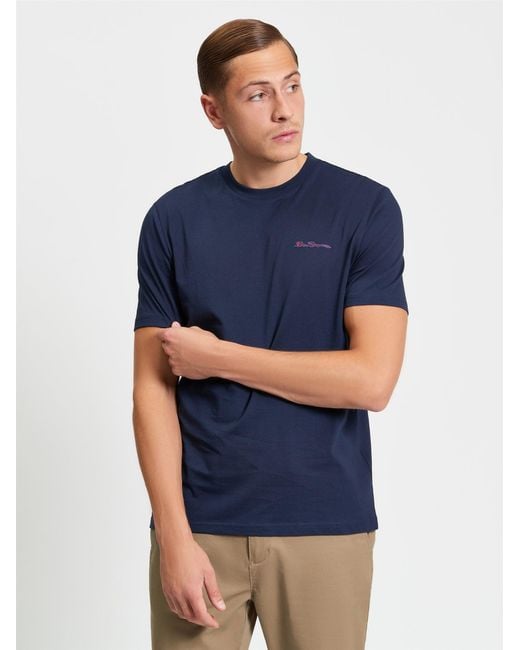 Ben Sherman Blue Big Size Signature Short Sleeve T-shirt For In Navy for men