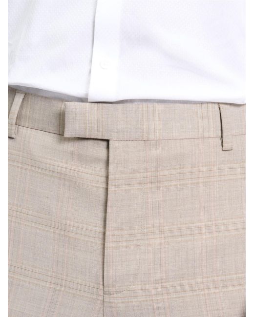 Ben Sherman Natural Tonal Wool Check Trousers In Light Brown for men