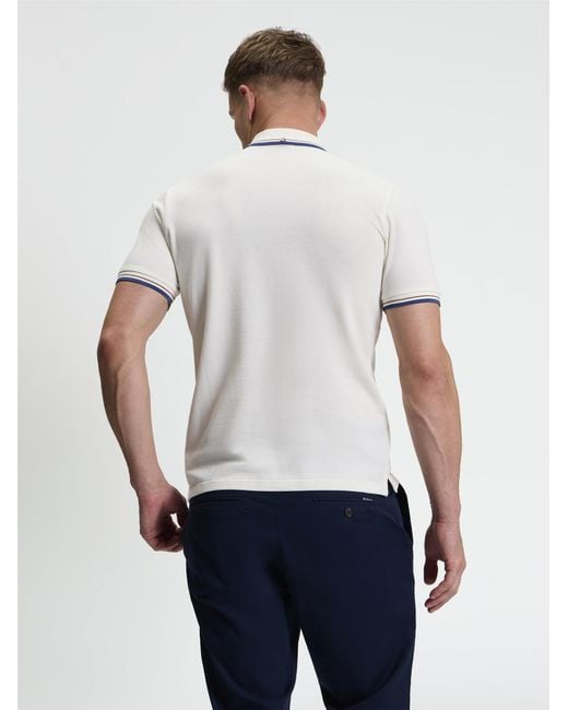 Ben Sherman White Short Sleeve Signature Pique Polo In Beige for men