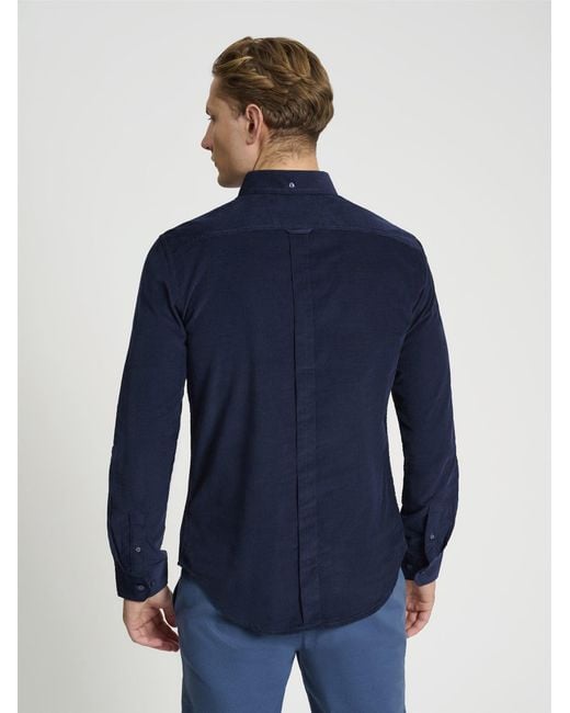 Ben Sherman Blue Plain Cord Shirt In for men