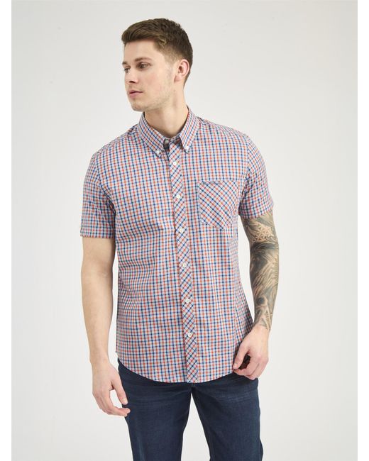 Ben Sherman Blue Short Sleeve House Check Shirt for men